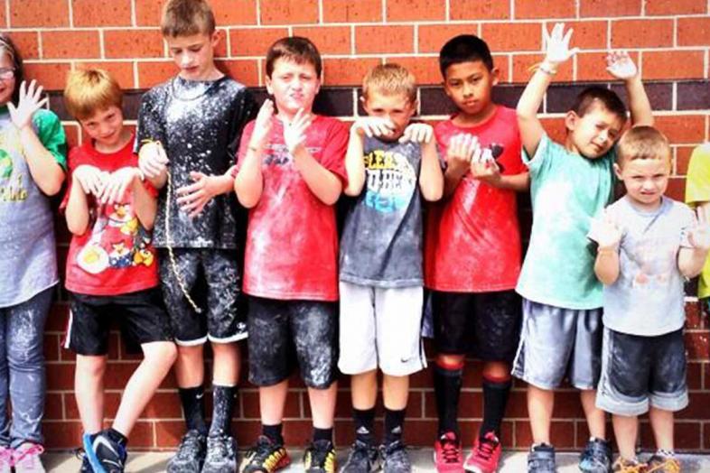 Campers after a flour war