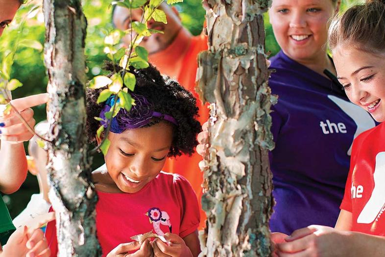 Campers exploring the outdoors